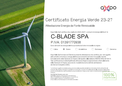 Green Energy Guarantee of Origin certificate
